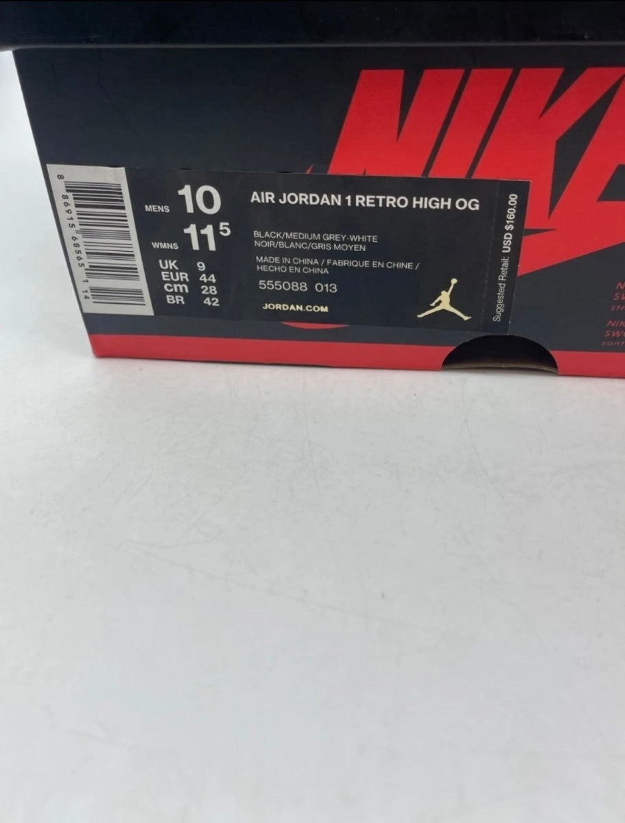 Jordan 1 Retro High Shadow (2018) 10 (Moderately Worn Pre-Owned)JordanBlack/Medium Grey-White - Image 9