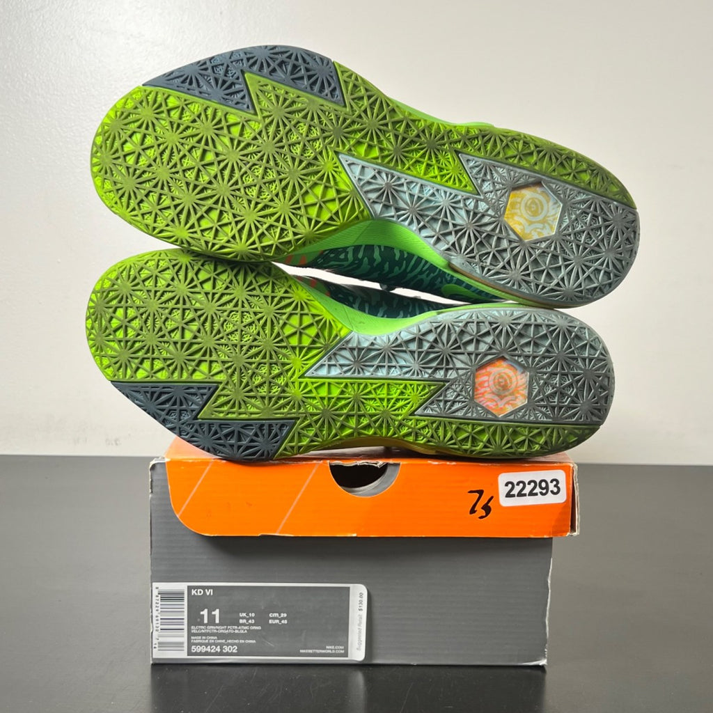Nike KD 6 Liger 11 (Moderately Worn Pre-Owned)NikeElectric Green/Night Factor-Atomic Orange - Image 6