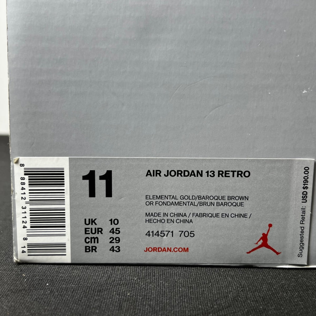 Jordan 13 Retro Wheat 11 (New Pre-Owned)JordanElemental Gold/Baroque Brown-Gum Yellow - Image 7