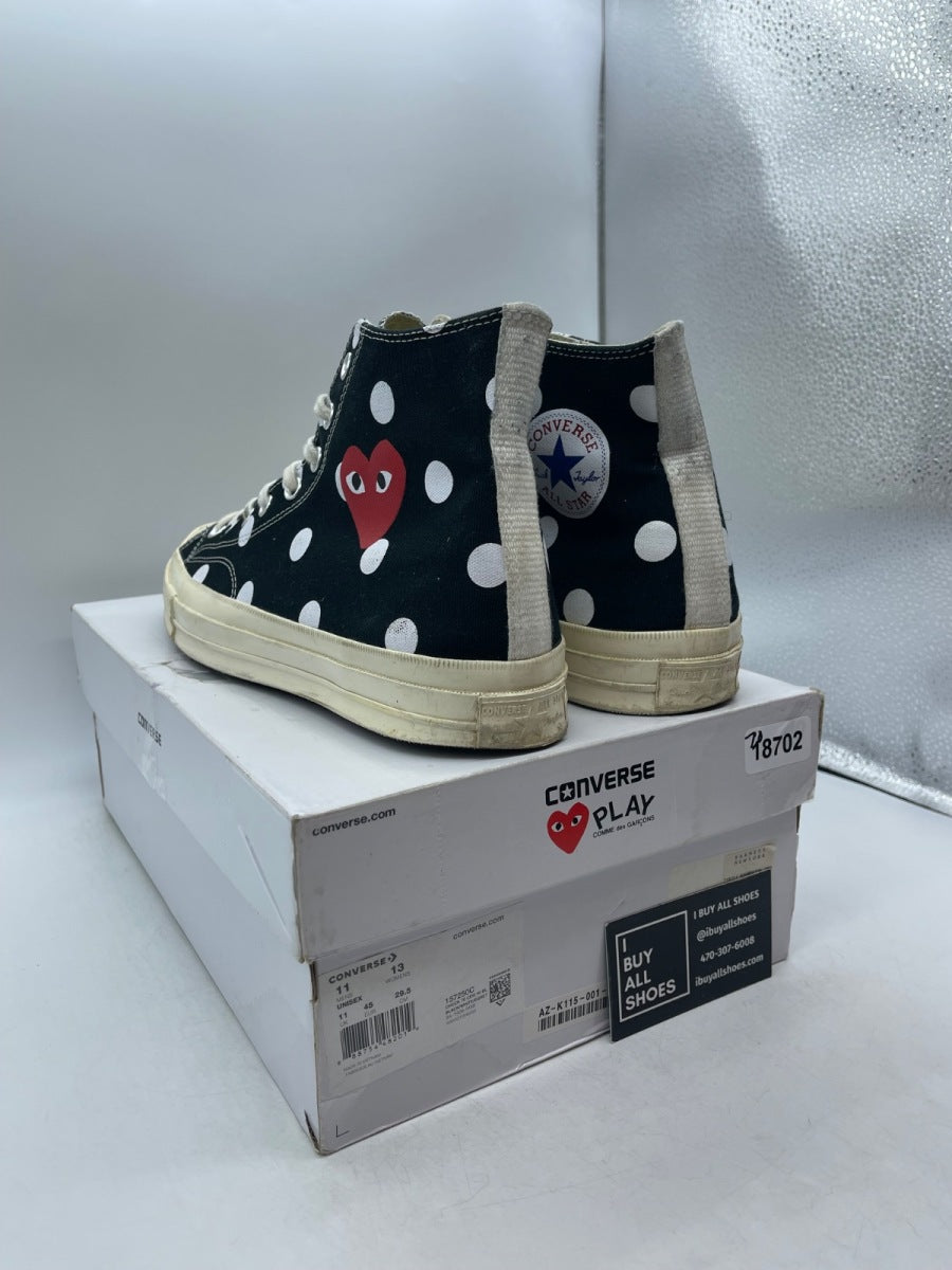 Converse Chuck Taylor All Star 70 Hi Comme des Garcons PLAY Polka Dot Black 11 (Moderately Worn Pre-Owned) - Image 4