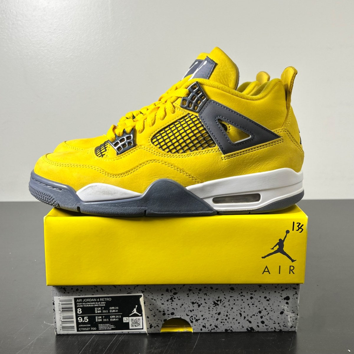 Jordan 4 Retro Lightning (2021) 8 (Lightly Worn Pre-Owned)JordanTour Yellow/White-Dark Blue Grey - Image 3
