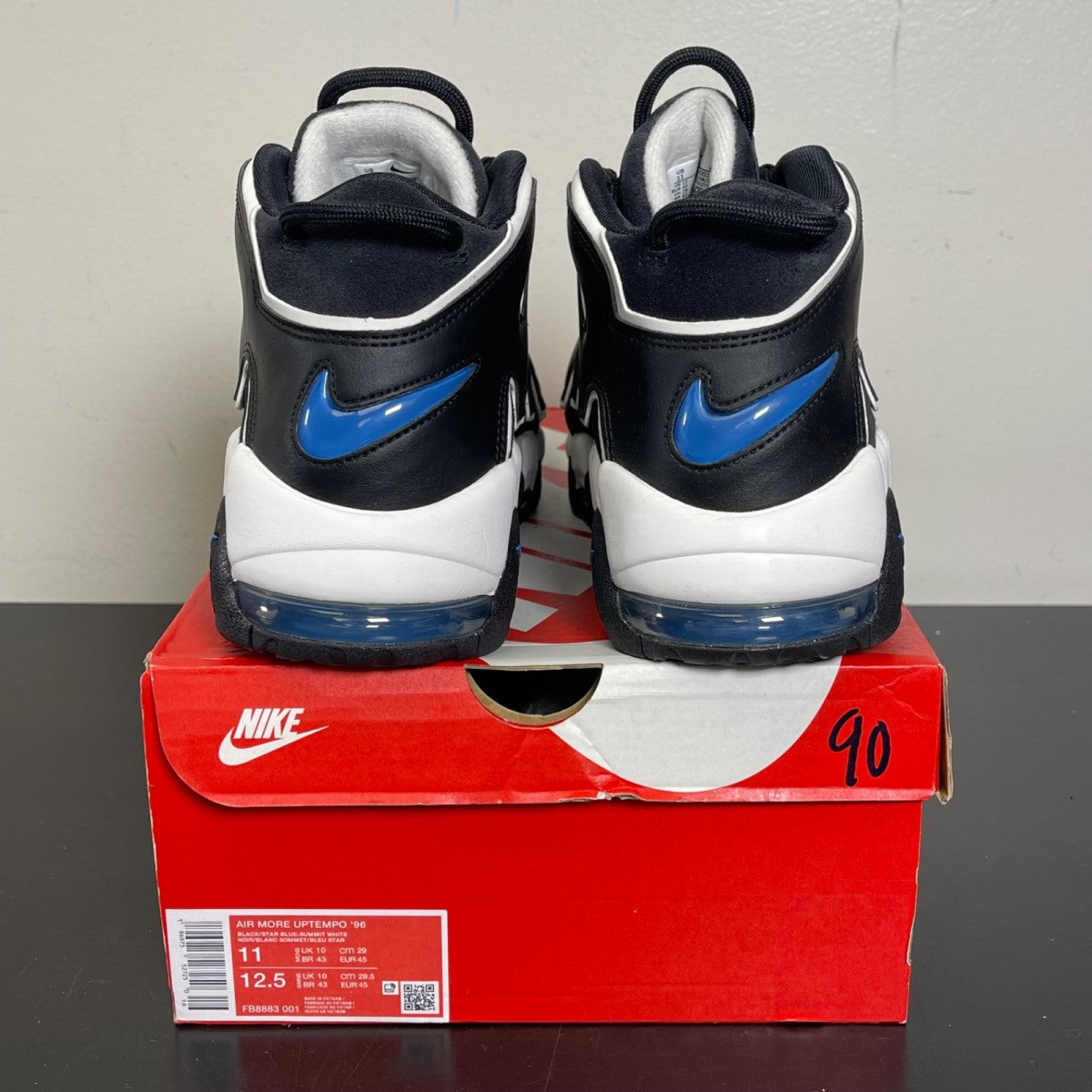 Nike Air More Uptempo 96 Black Star Blue 11 (Moderately Worn Pre-Owned)NikeBlack/Star Blue/Summit White/Sail - Image 4