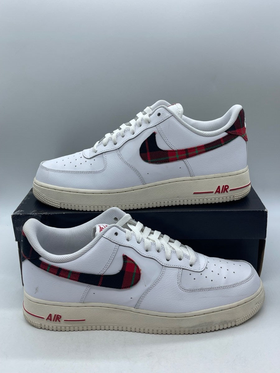 Nike Air Force 1 Low '07 LV8 Tartan Plaid White University Red 11.5 (Moderately Worn Pre-Owned)NikeWhite/Stadium Green/Pale Ivory/University Red - Image 1