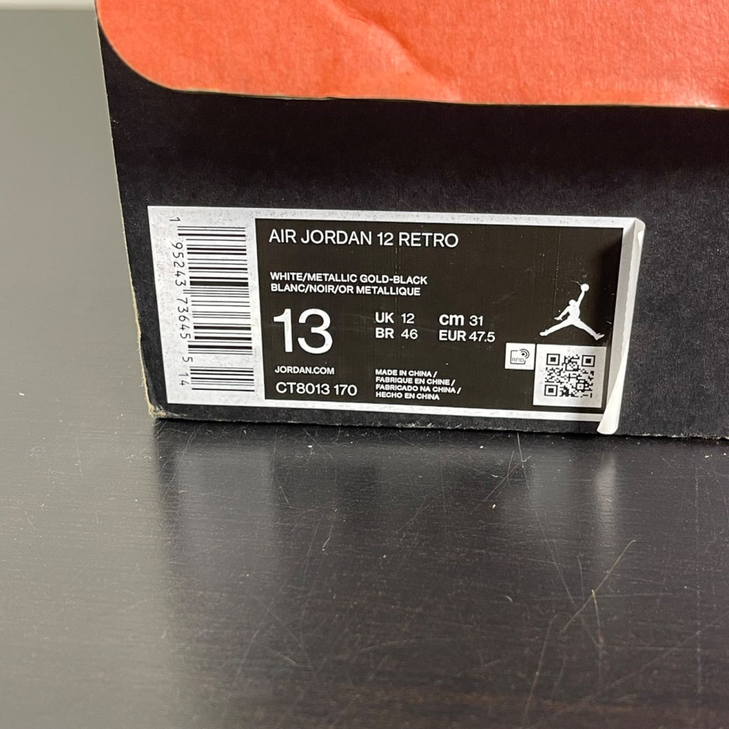 Jordan 12 Retro Royalty Taxi 13 (Moderately Worn Pre-Owned)JordanWhite/Black-Metallic Gold - Image 7