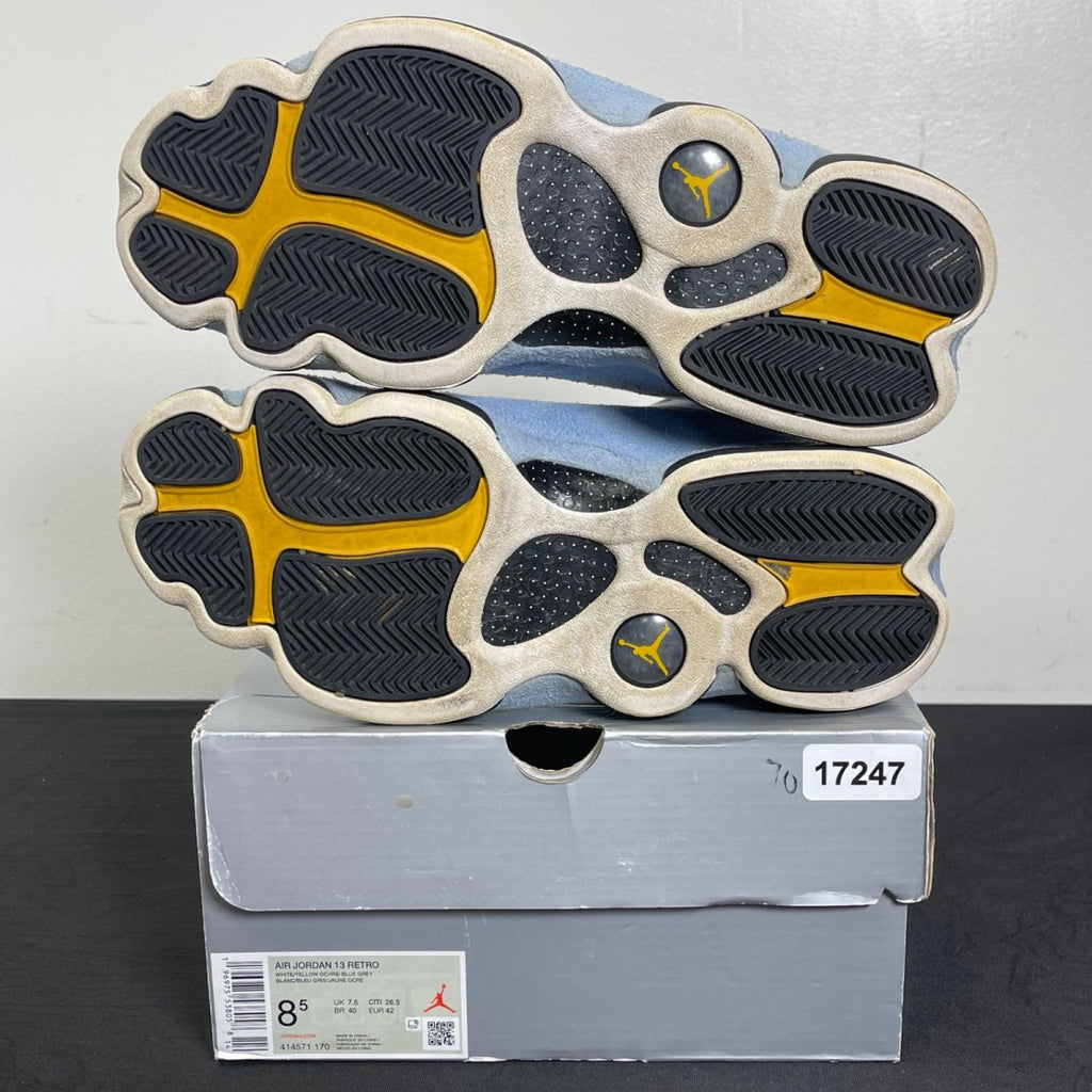 Jordan 13 Retro Blue Grey 8.5 (Moderately Worn Pre-Owned)JordanWhite/Yellow Ochre/Blue Grey/Black - Image 5