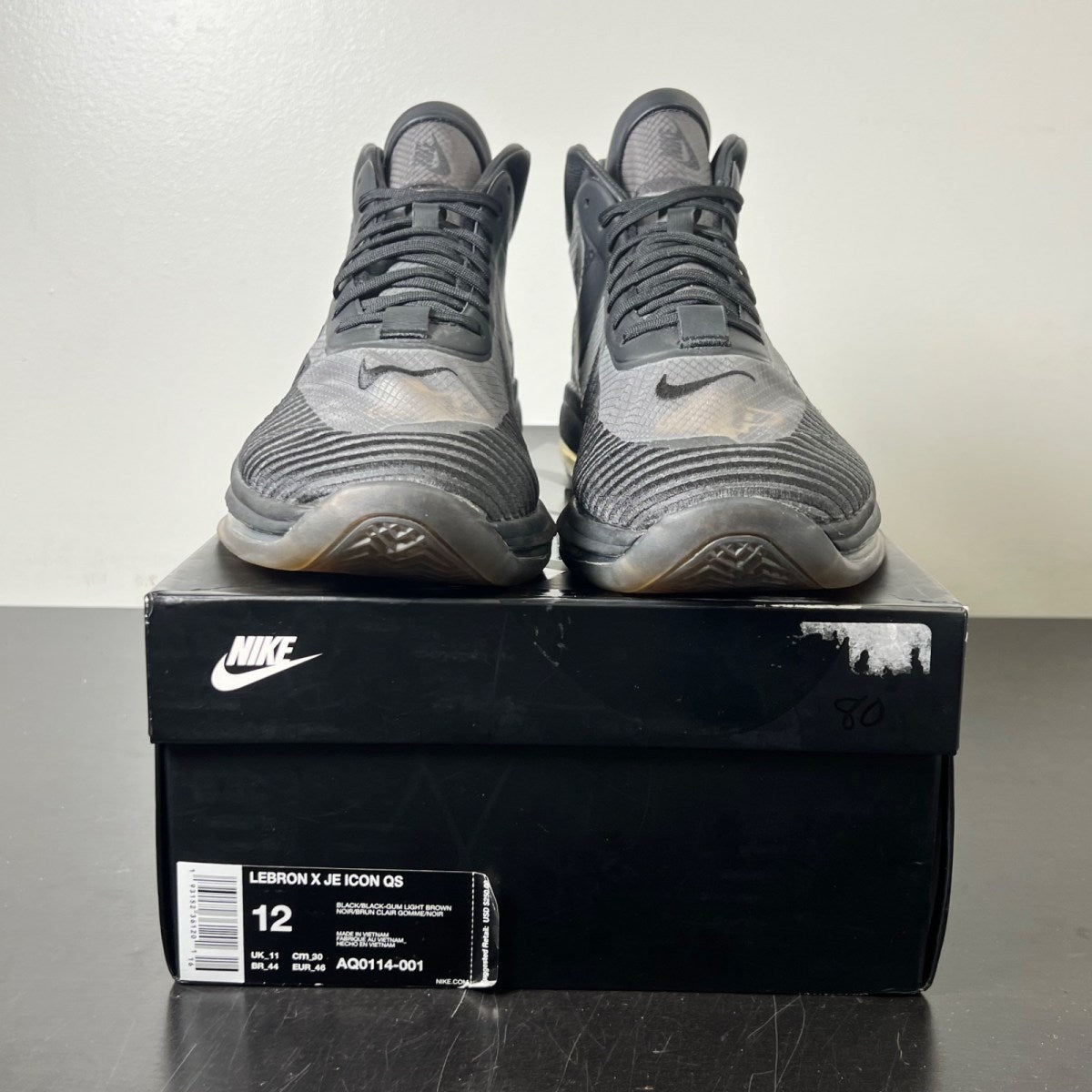 Nike LeBron Icon John Elliott Black 12 (Moderately Worn Pre-Owned)NikeBlack/Black-Gum Light Brown - Image 2