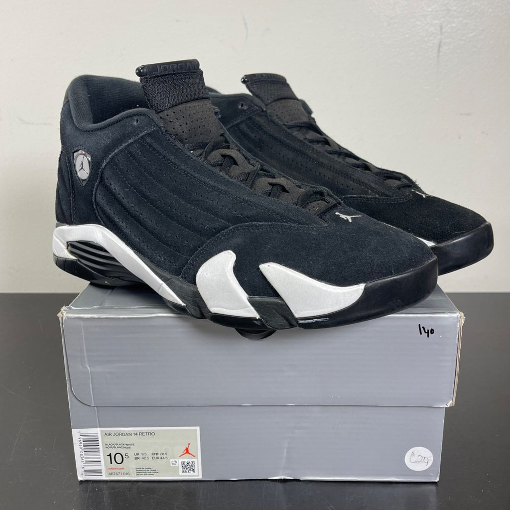 Jordan 14 Retro Black White 10.5 (Moderately Worn Pre-Owned)JordanBlack/Black/White/University Red - Image 1