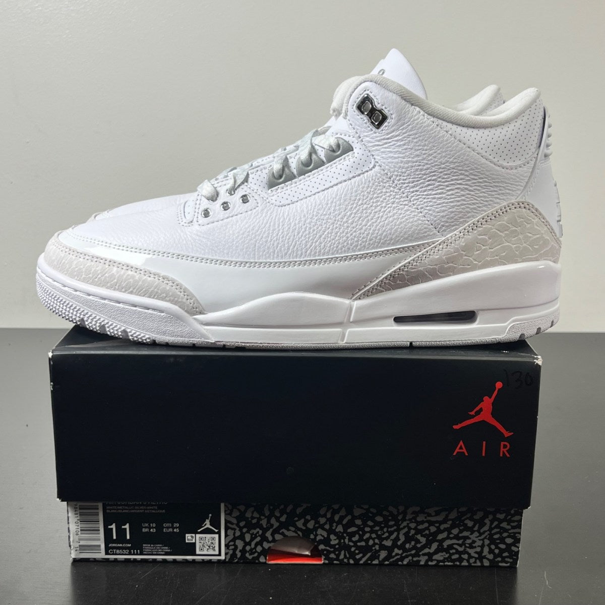 Jordan 3 Retro Pure Money (2025) 11 (Lightly Worn Pre-Owned)JordanWhite/White/Metallic Silver - Image 3