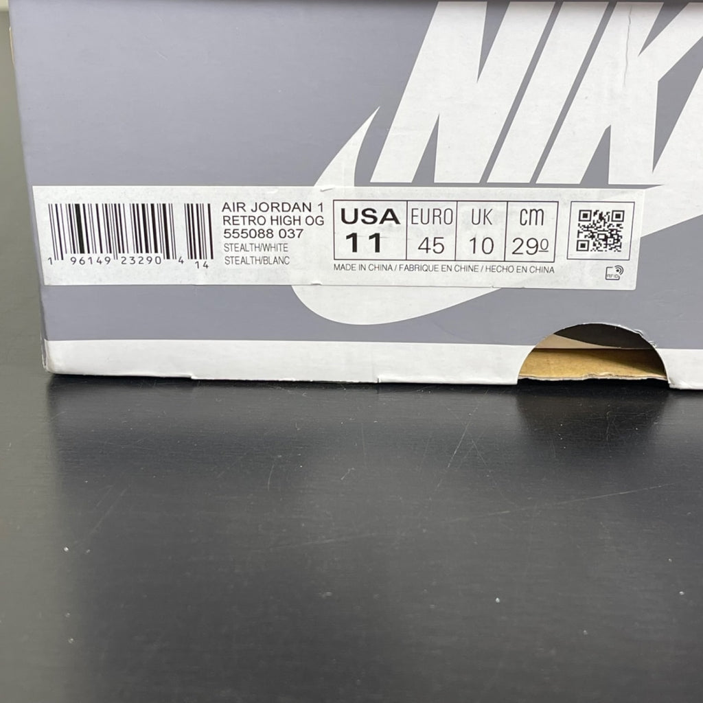 Jordan 1 Retro High OG Stealth 11 (Moderately Worn Pre-Owned)JordanStealth/White - Image 7