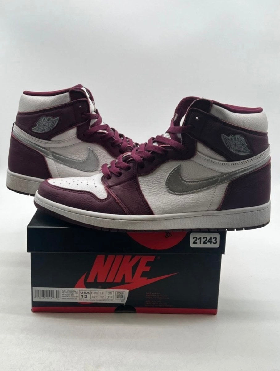 Jordan 1 Retro High OG Bordeaux 13 (Lightly Worn Pre-Owned)JordanBordeaux/White-Metallic Silver - Image 1