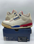 Jordan 3 Retro International Flight 11.5 (Heavily Worn Pre-Owned)JordanSail/Sport Royal-Light Bone-Fire Red - Image 1