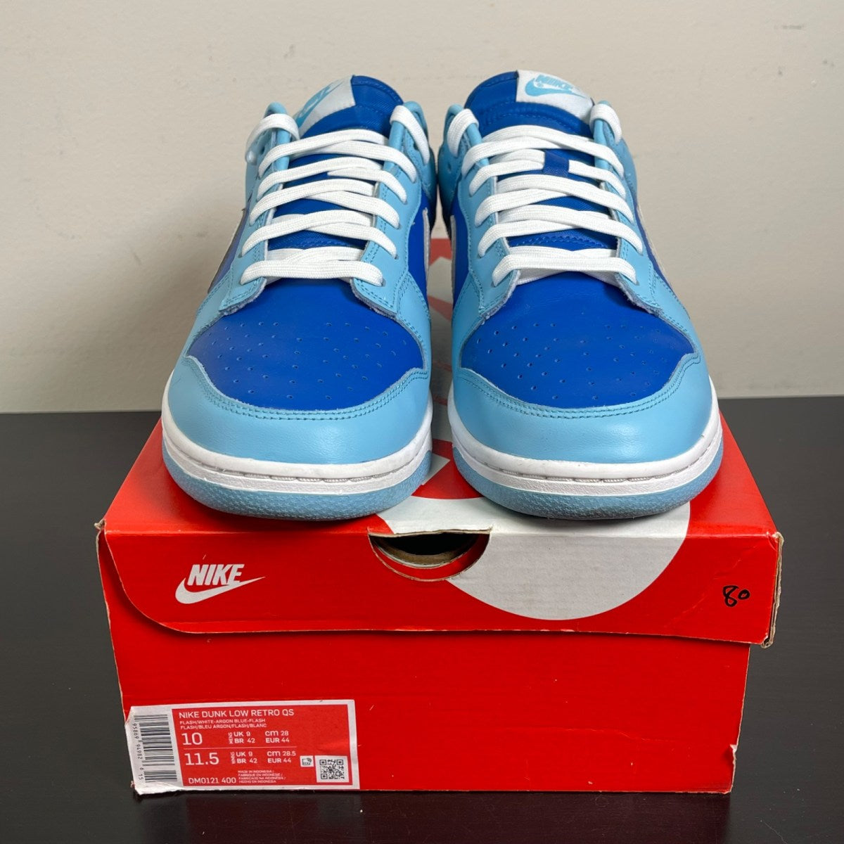 Nike Dunk Low Retro QS Argon (2022) 10 (Moderately Worn Pre-Owned)NikeFlash/White-Argon Blue-Flash - Image 2