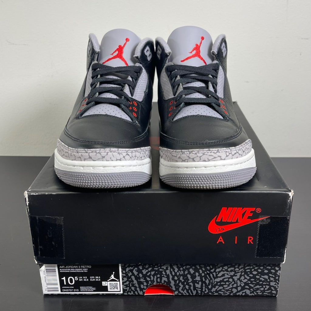Jordan 3 Retro OG Black Cement (2024) 10.5 (Moderately Worn Pre-Owned)JordanBlack/Fire Red/Cement Grey/Sail - Image 2