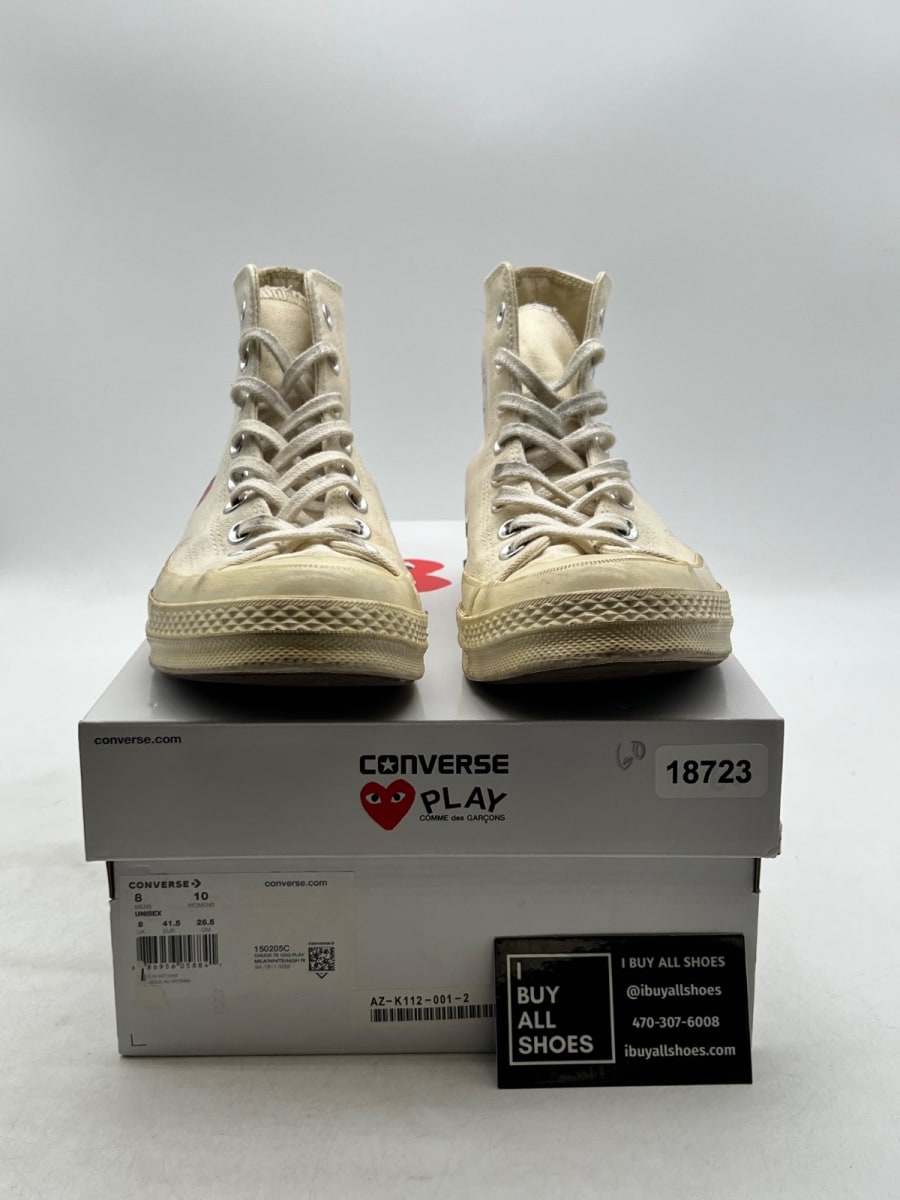 Converse Chuck Taylor All Star 70 Hi Comme des Garcons PLAY White 8 (Heavily Worn Pre-Owned) - Image 2