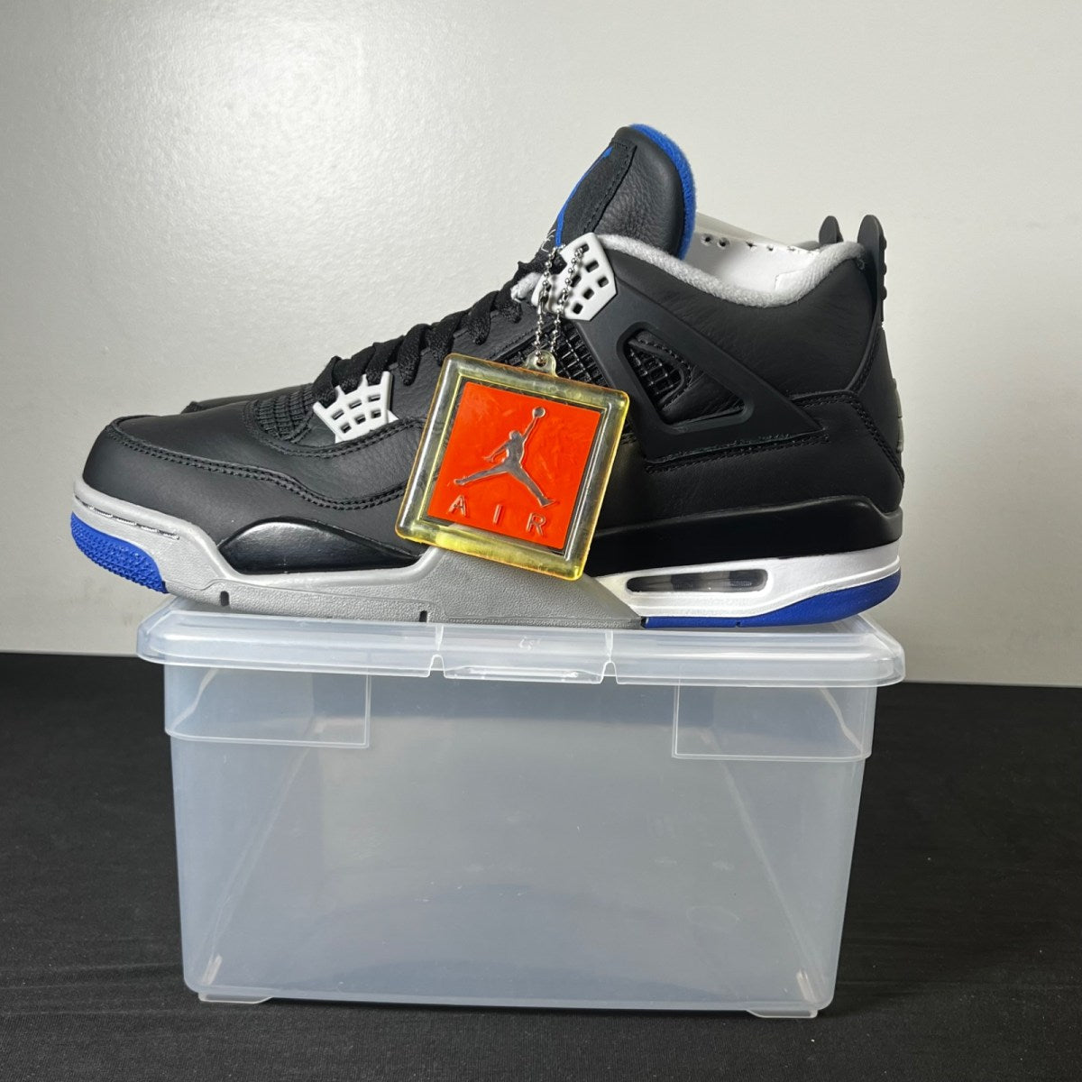 Jordan 4 Retro Motorsports Alternate 10 (New Pre-Owned)JordanBlack/Game Royal-Matte Silver-White - Image 3
