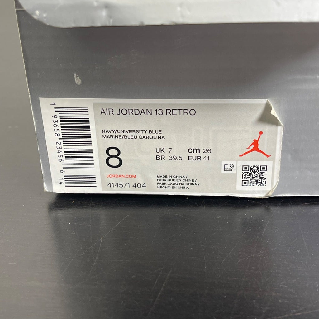 Jordan 13 Retro Flint (2020) 8 (Moderately Worn Pre-Owned)JordanNavy/Flint Grey-White-University Blue - Image 7