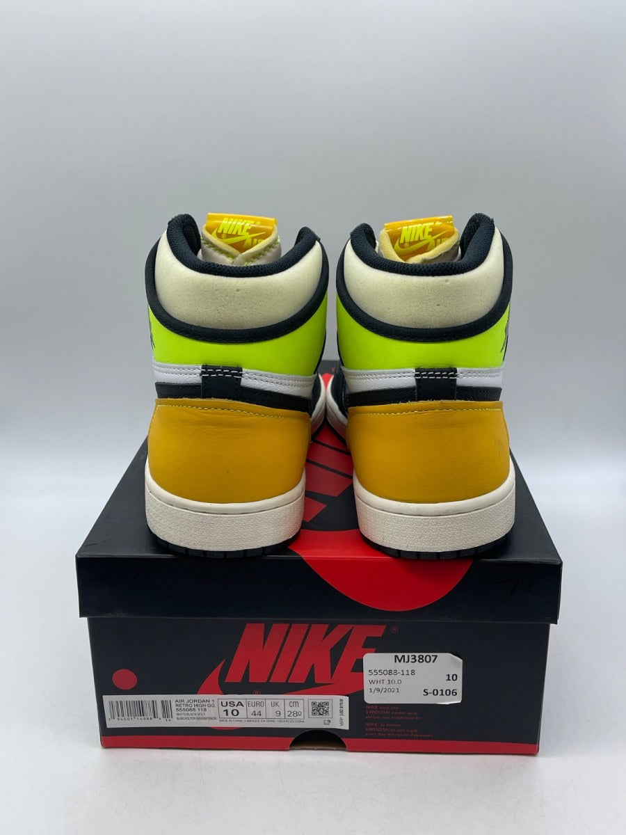 Jordan 1 Retro High White Black Volt University Gold 10 (Moderately Worn Pre-Owned)JordanWhite/Black-Volt-University Gold - Image 3