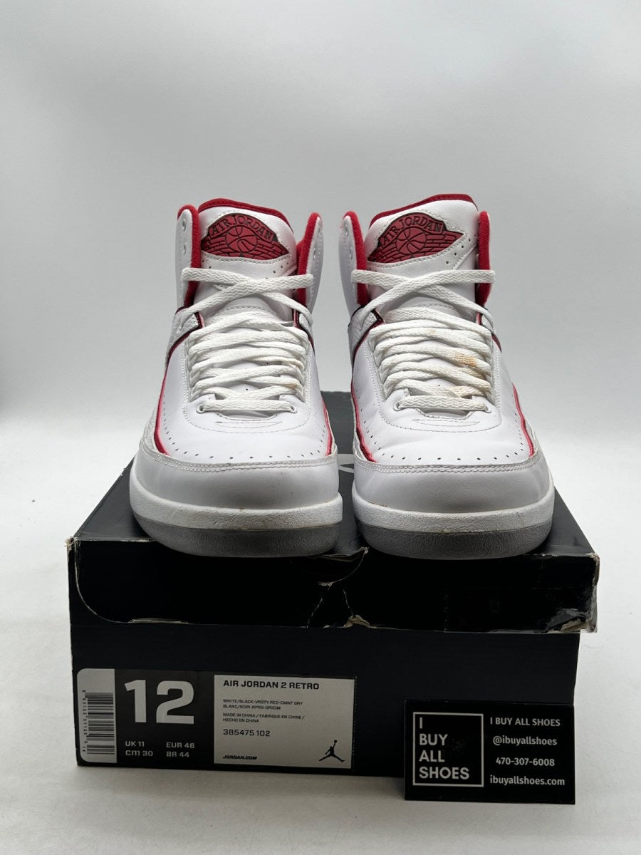 Jordan 2 Retro White Red (2014) 12 (Moderately Worn Pre-Owned) - Image 2