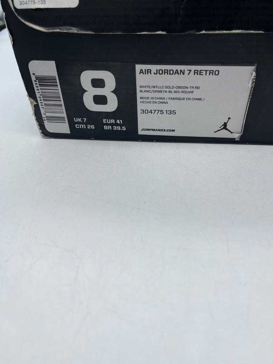 Jordan 7 Retro Olympic (2012) 8 (Moderately Worn Pre-Owned)JordanWhite/Metallic Gold-Obsidian-True Rd - Image 9