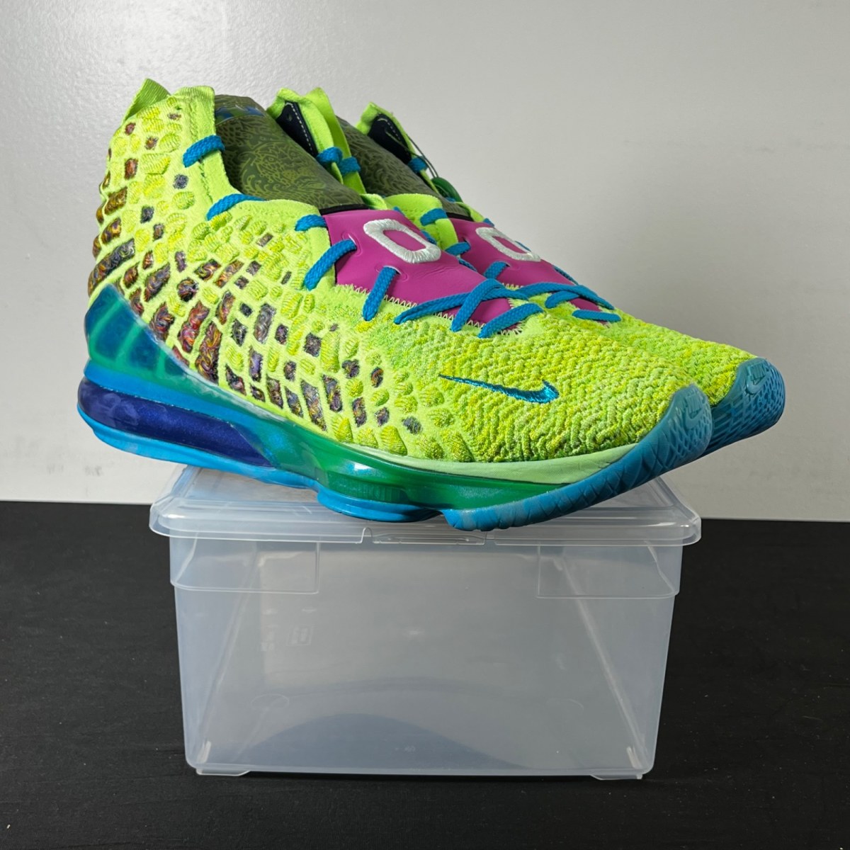 Nike LeBron 17 Mr. Swackhammer 17 (New Pre-Owned)NikeGhost Green/College Navy-Orange Trance-Laser Blue - Image 1