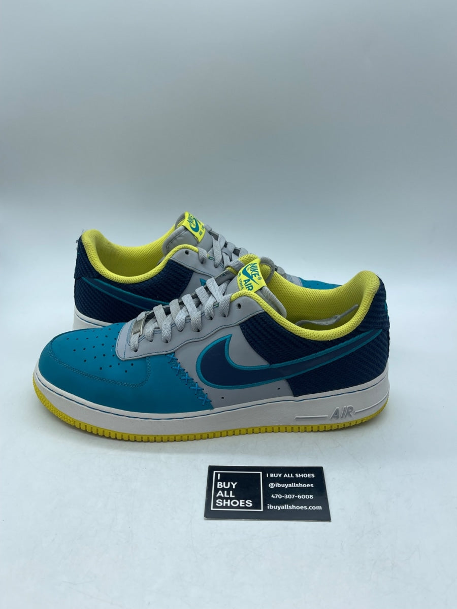 Nike Air Force 1 Low Wolf Grey Midnight Navy Tropical Teal 12 (Moderately Worn Pre-Owned) - Image 1