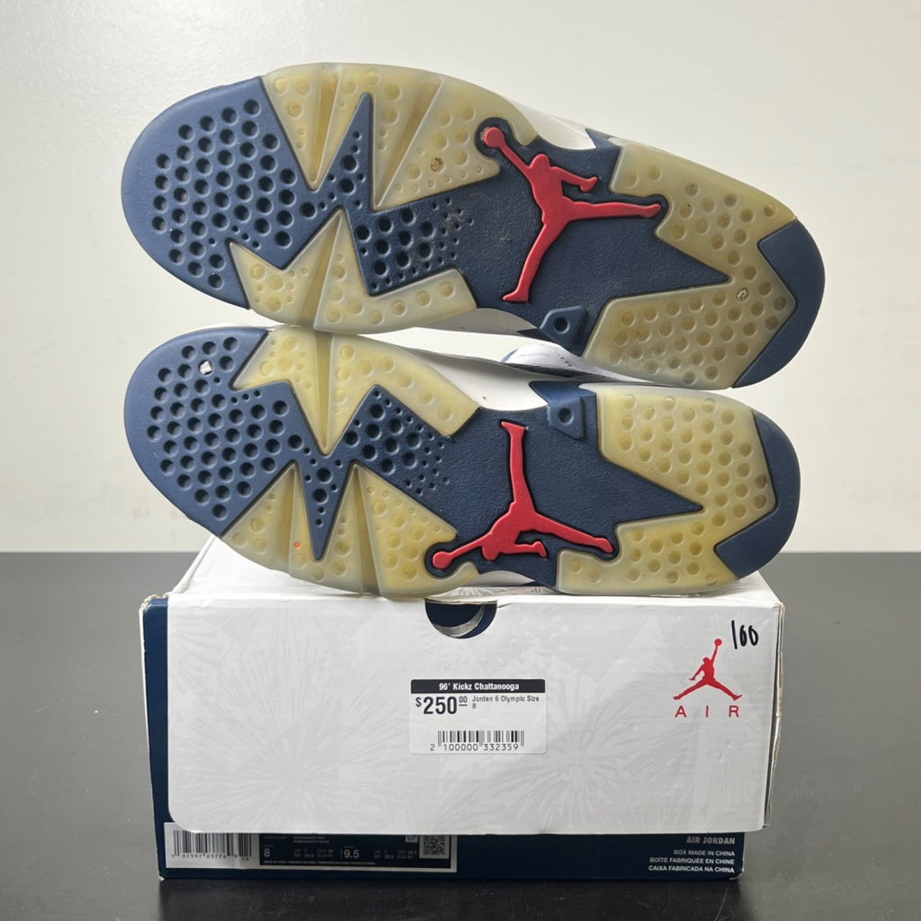 Jordan 6 Retro Olympic (2024) 8 (Moderately Worn Pre-Owned)JordanWhite/Varsity Red/Midnight Navy - Image 6