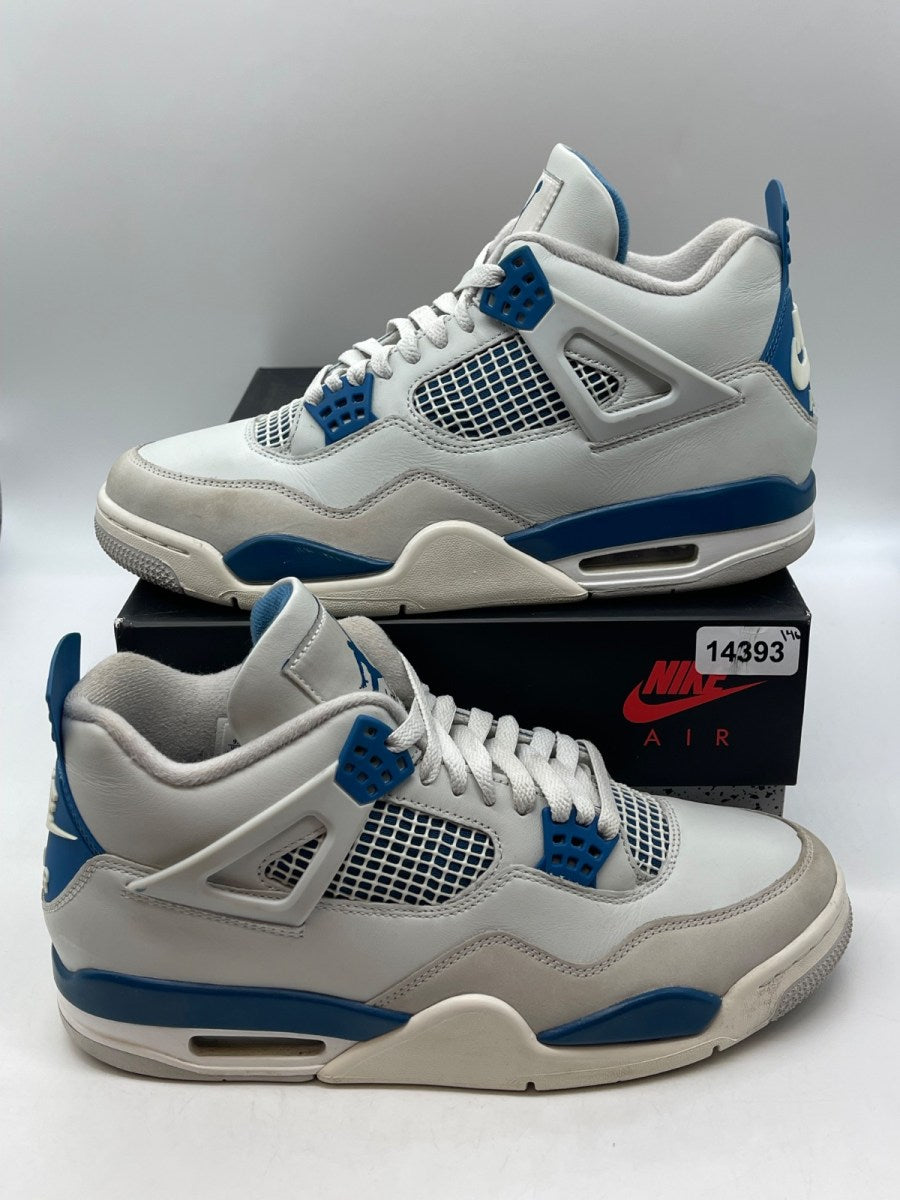 Jordan 4 Retro Military Blue (2024) 9.5 (Moderately Worn Pre-Owned)JordanOff-White/Military Blue/Neutral Grey - Image 1