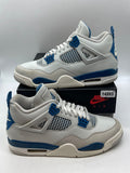 Jordan 4 Retro Military Blue (2024) 9.5 (Moderately Worn Pre-Owned)JordanOff-White/Military Blue/Neutral Grey - Image 1