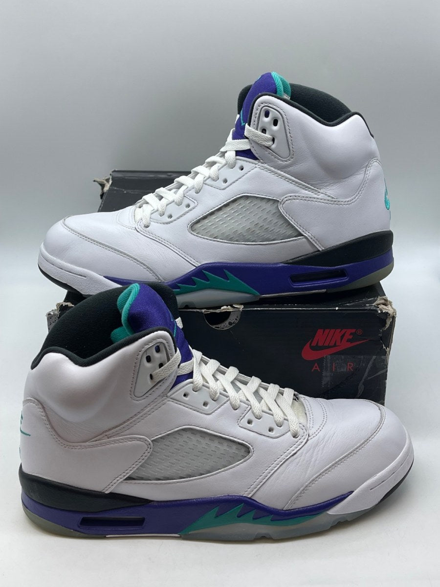 Jordan 5 Retro Grape (2025) 10.5 (Moderately Worn Pre-Owned)JordanWhite/Grape Ice-New Emerald - Image 1
