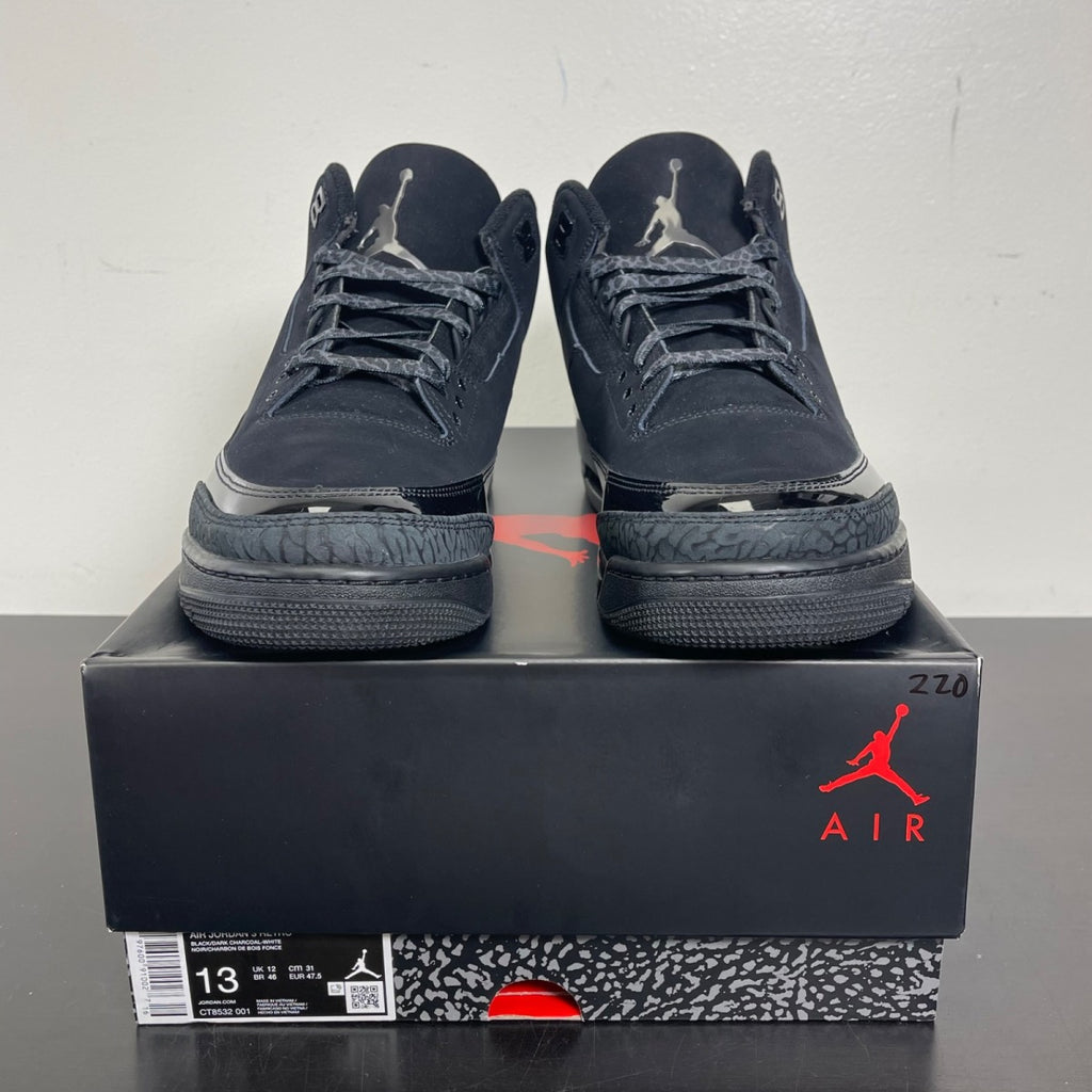 Jordan 3 Retro Black Cat (2025) 13 (Moderately Worn Pre-Owned)JordanBlack/Dark Charcoal/Black - Image 2