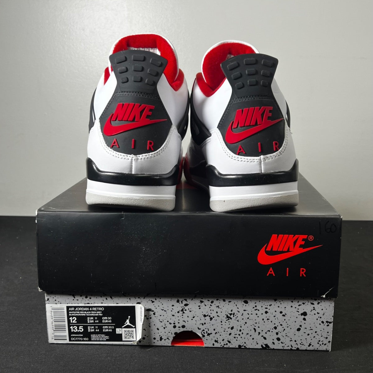 Jordan 4 Retro Fire Red (2020) 12 (Moderately Worn Pre-Owned)JordanWhite/Black-Tech Grey-Fire Red - Image 5