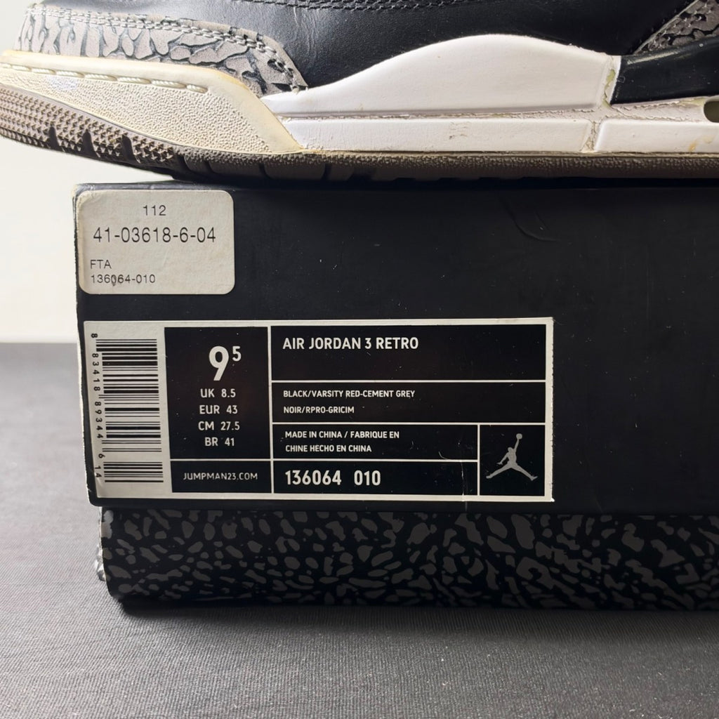 Jordan 3 Retro Black Cement (2011) (Size 9.5) - Image 4