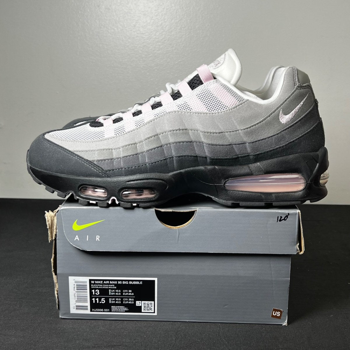 Nike Air Max 95 OG Big Bubble Pink Foam (Women's) 13W (Lightly Worn Pre-Owned)NikeBlack/Pink Foam/White/Reflective Silver - Image 3