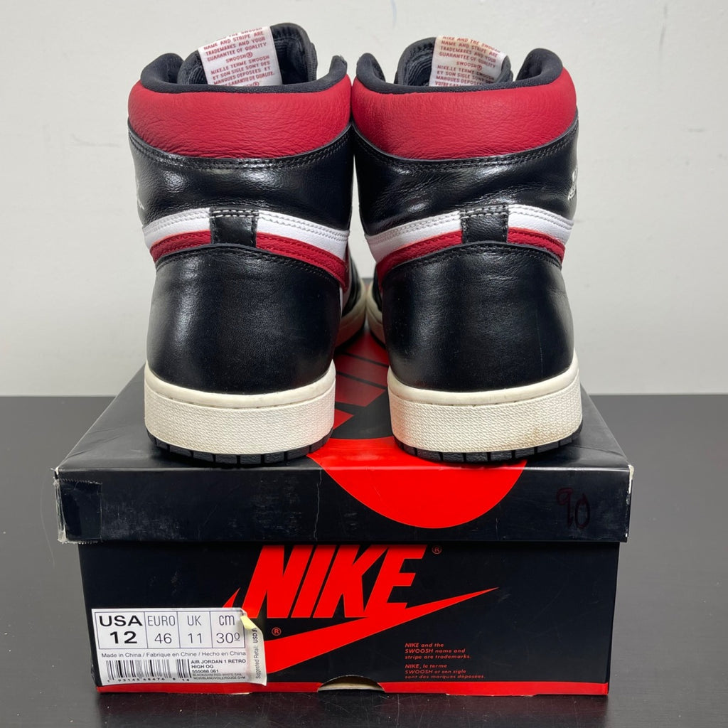 Jordan 1 Retro High Black Gym Red 12 (Moderately Worn Pre-Owned)JordanBlack/Gym Red-White-Sail - Image 4