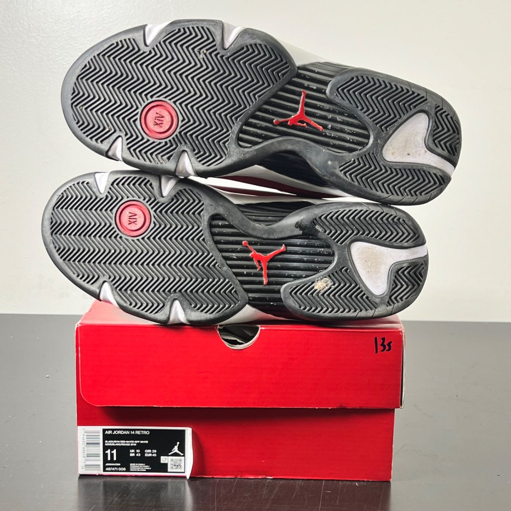 Jordan 14 Retro Gym Red Toro 11 (Lightly Worn Pre-Owned)JordanBlack/White-Off White-Gym Red - Image 6