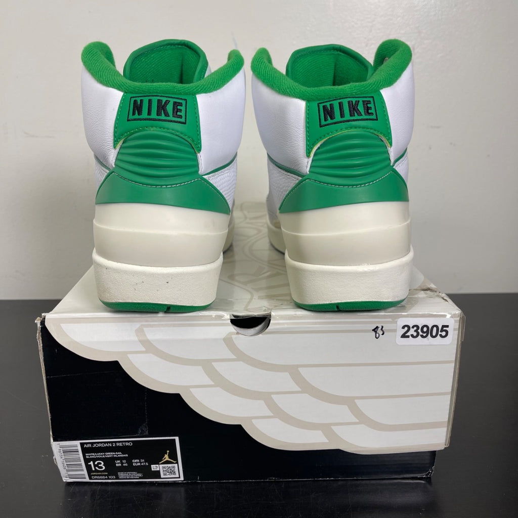 Jordan 2 Retro Lucky Green 13 (Moderately Worn Pre-Owned)JordanWhite/Lucky Green/Sail/Light Steel Grey - Image 4