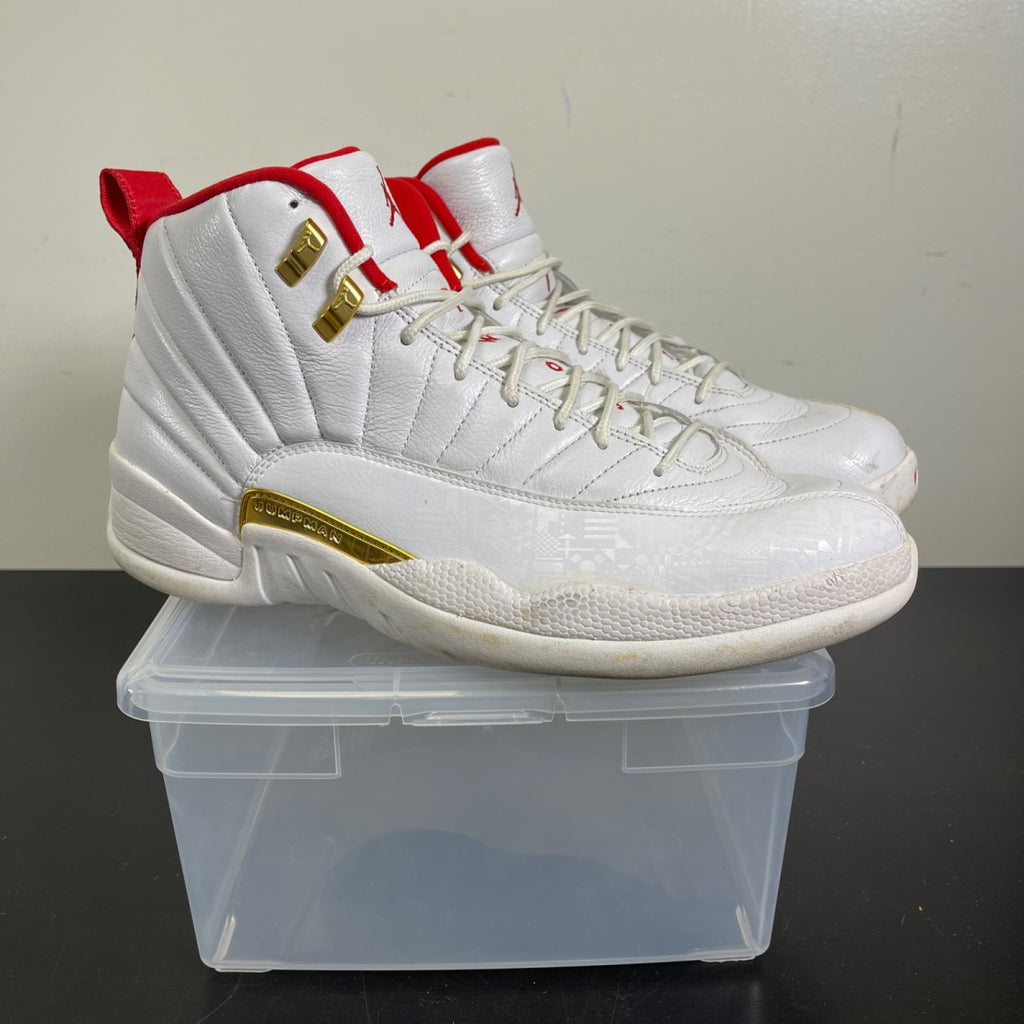 Jordan 12 Retro FIBA (2019) 12 (Moderately Worn Pre-Owned)JordanWhite/University Red-Metallic Gold - Image 1