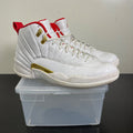 Jordan 12 Retro FIBA (2019) 12 (Moderately Worn Pre-Owned)JordanWhite/University Red-Metallic Gold - Image 1