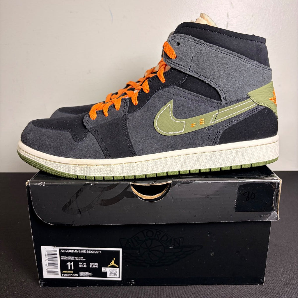 Jordan 1 Mid SE Craft Anthracite Light Olive (Size 11) - aux