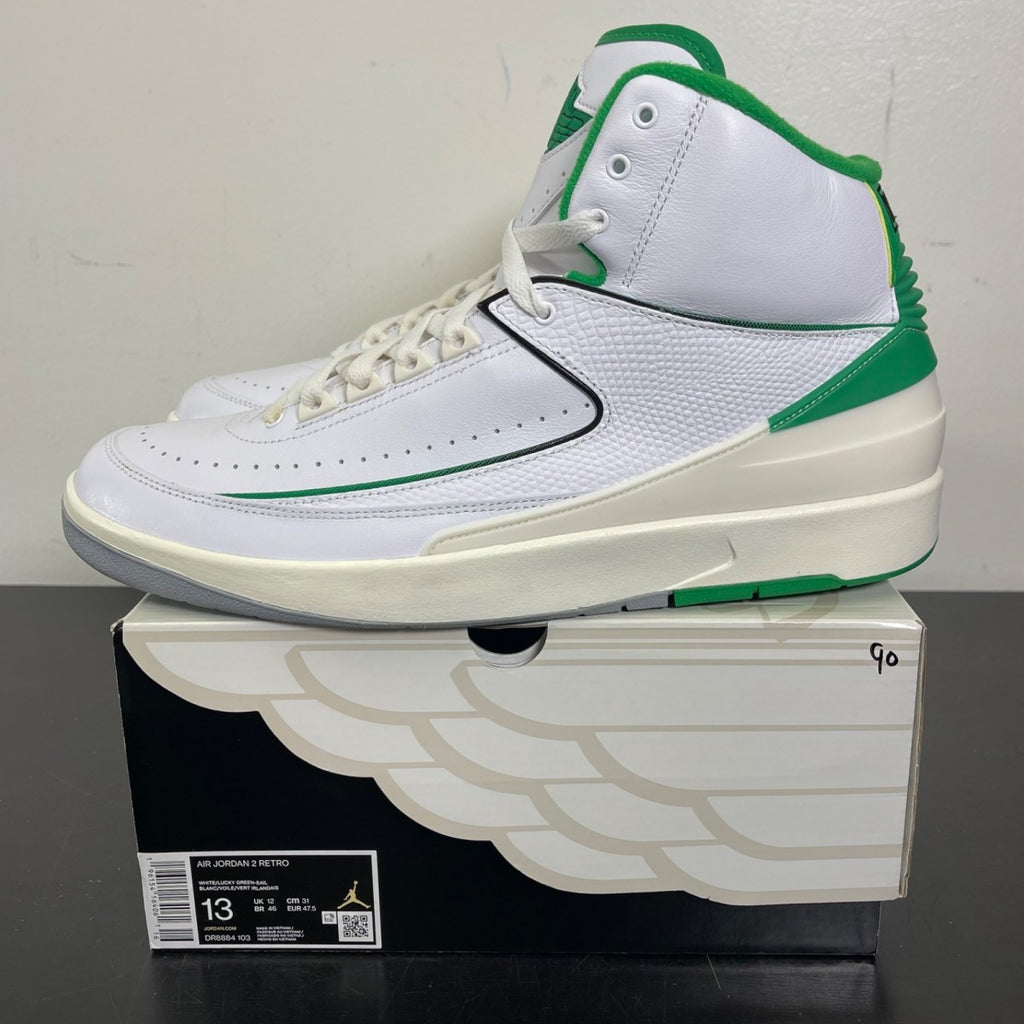 Jordan 2 Retro Lucky Green 13 (Moderately Worn Pre-Owned)JordanWhite/Lucky Green/Sail/Light Steel Grey - Image 3