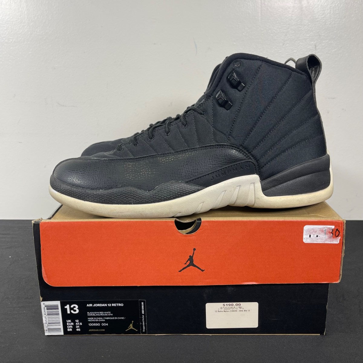 Jordan 12 Retro Nylon 13 (Moderately Worn Pre-Owned)JordanBlack/Gym Red-White - Image 3