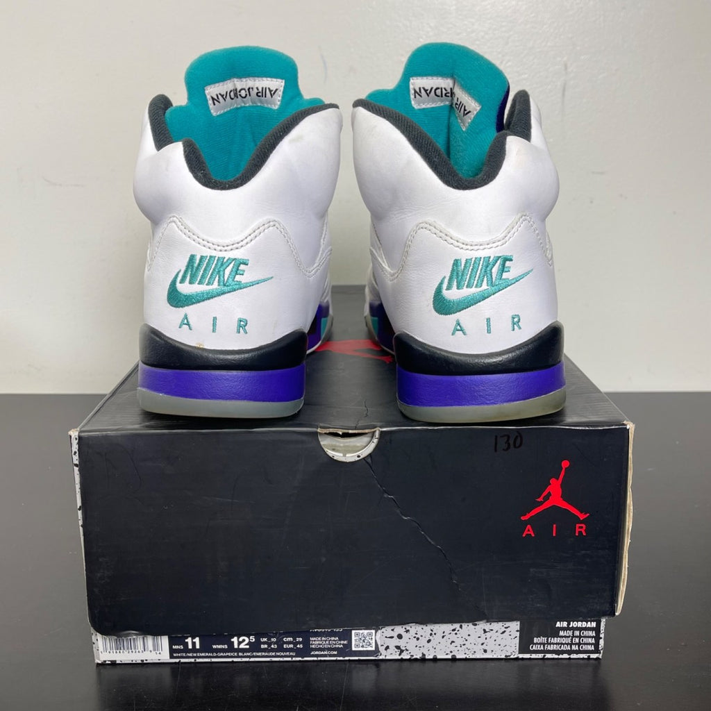Jordan 5 Retro Grape Fresh Prince 11 (Moderately Worn Pre-Owned)JordanWhite/New Emerald-Grape Ice-Black - Image 4