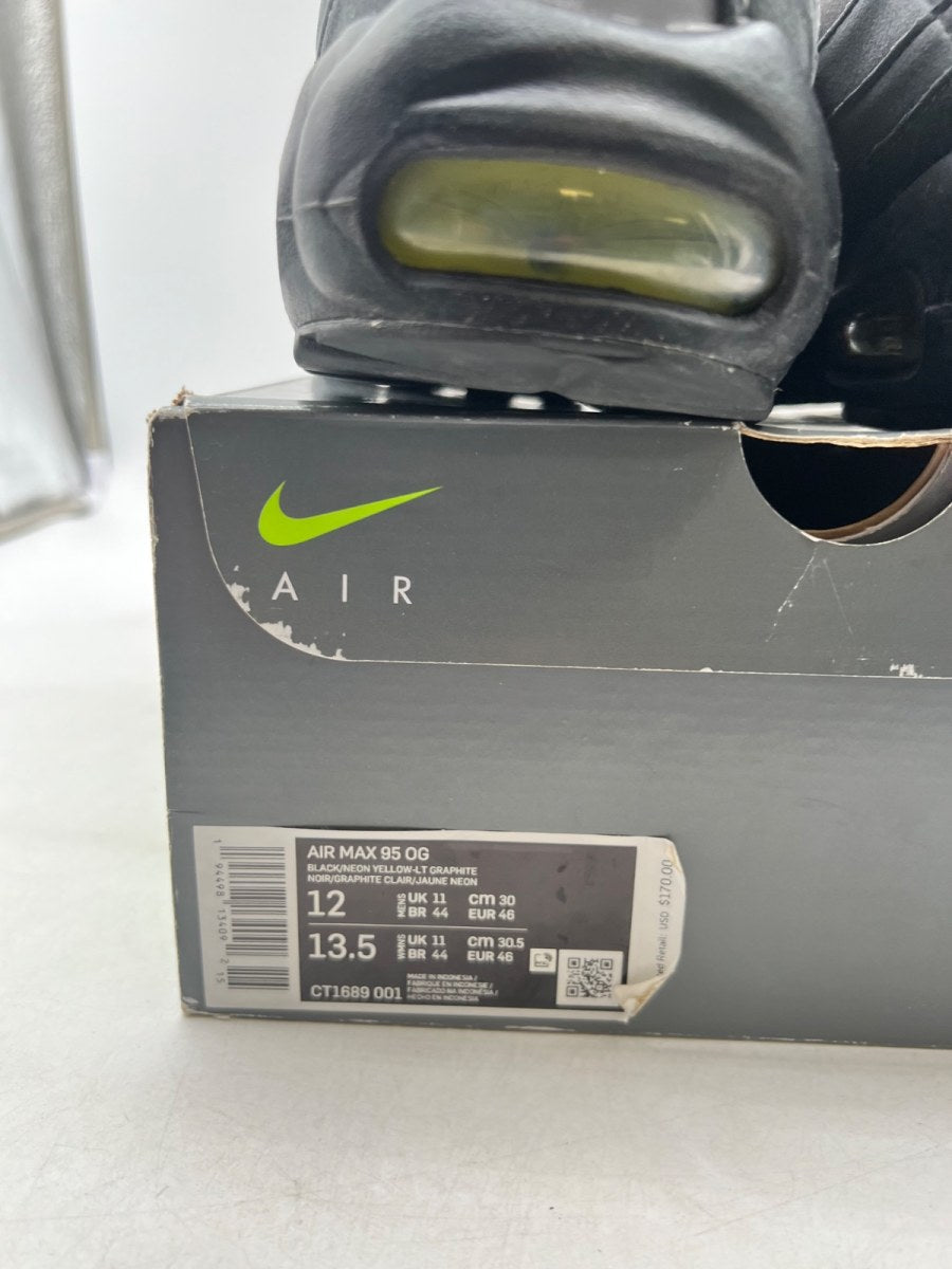 Nike Air Max 95 OG Neon (2020) 12 (Moderately Worn Pre-Owned)NikeBlack/Neon Yellow-Light Graphite - Image 4