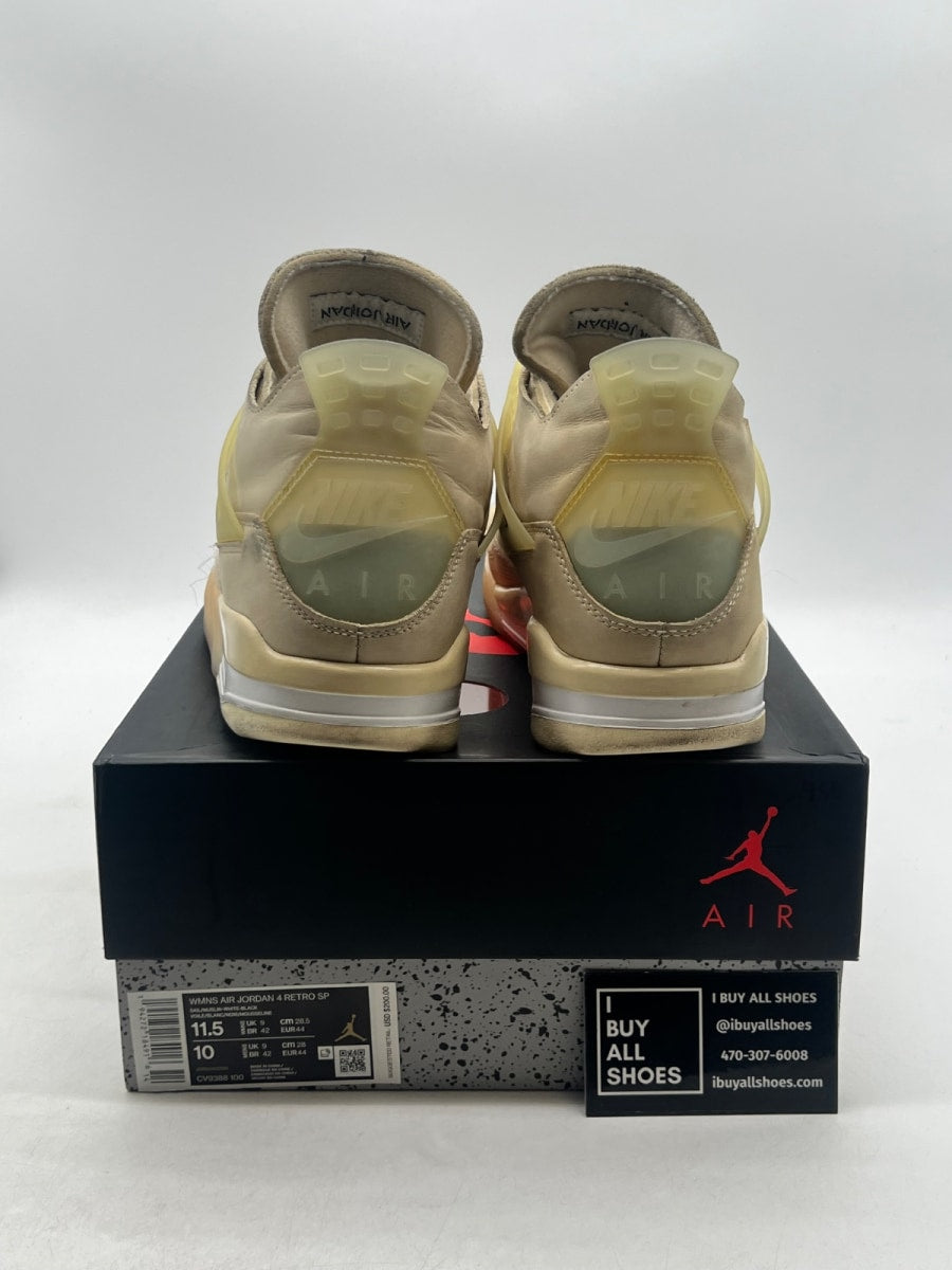 Jordan 4 Retro Off-White Sail (Women's) 11.5W (Moderately Worn Pre-Owned) - Image 3