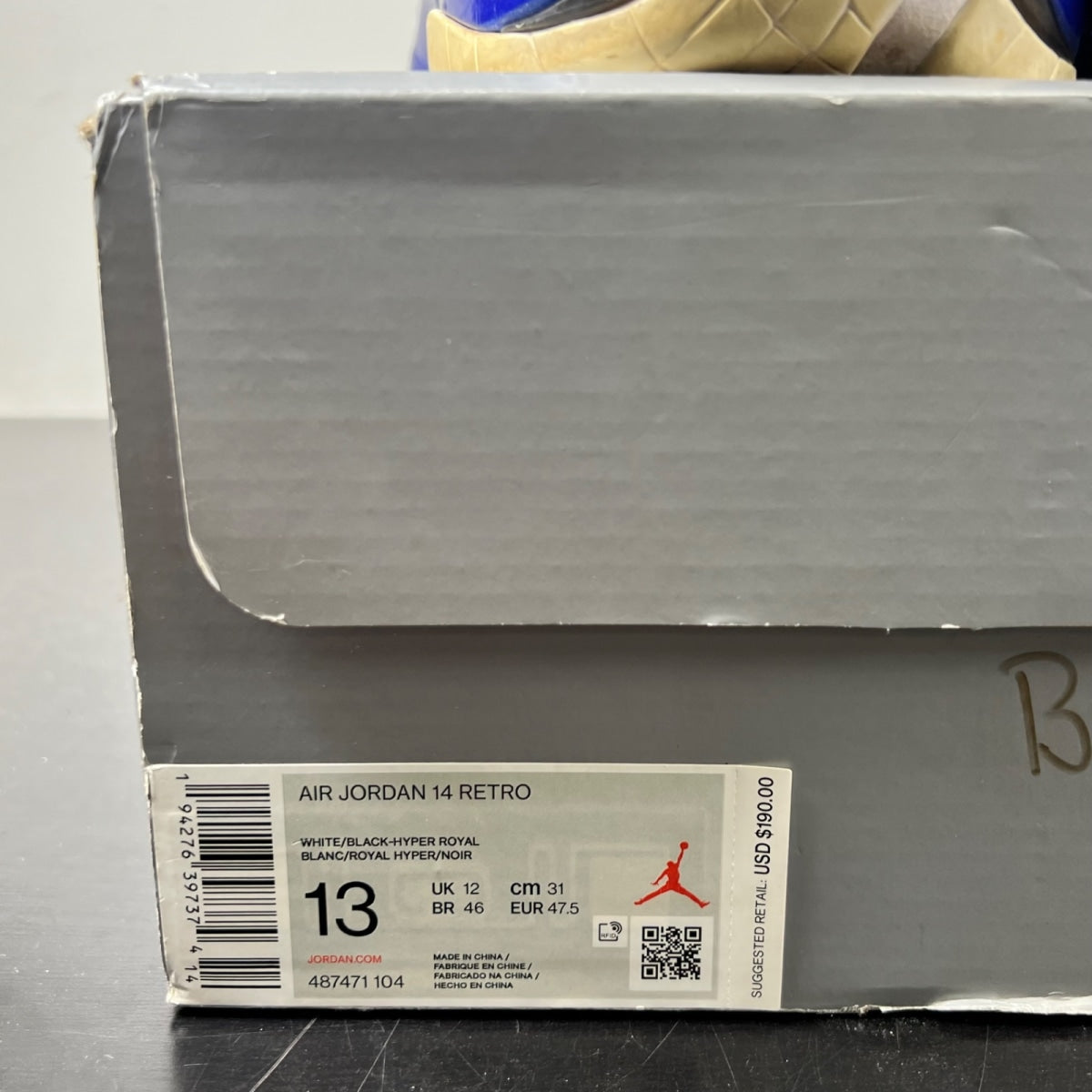 Jordan 14 Retro White Hyper Royal 13 (Moderately Worn Pre-Owned)JordanWhite/Black-Hyper Royal - Image 6