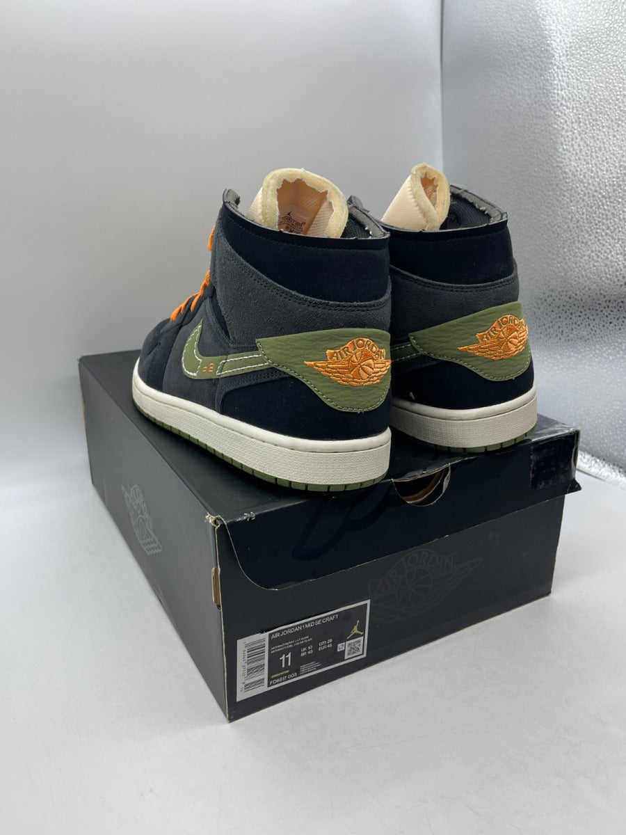 Jordan 1 Mid SE Craft Anthracite Light Olive 11 (Moderately Worn Pre-Owned)JordanAnthracite/Black/Bright Mandarin/Sky J Light Olive - Image 4