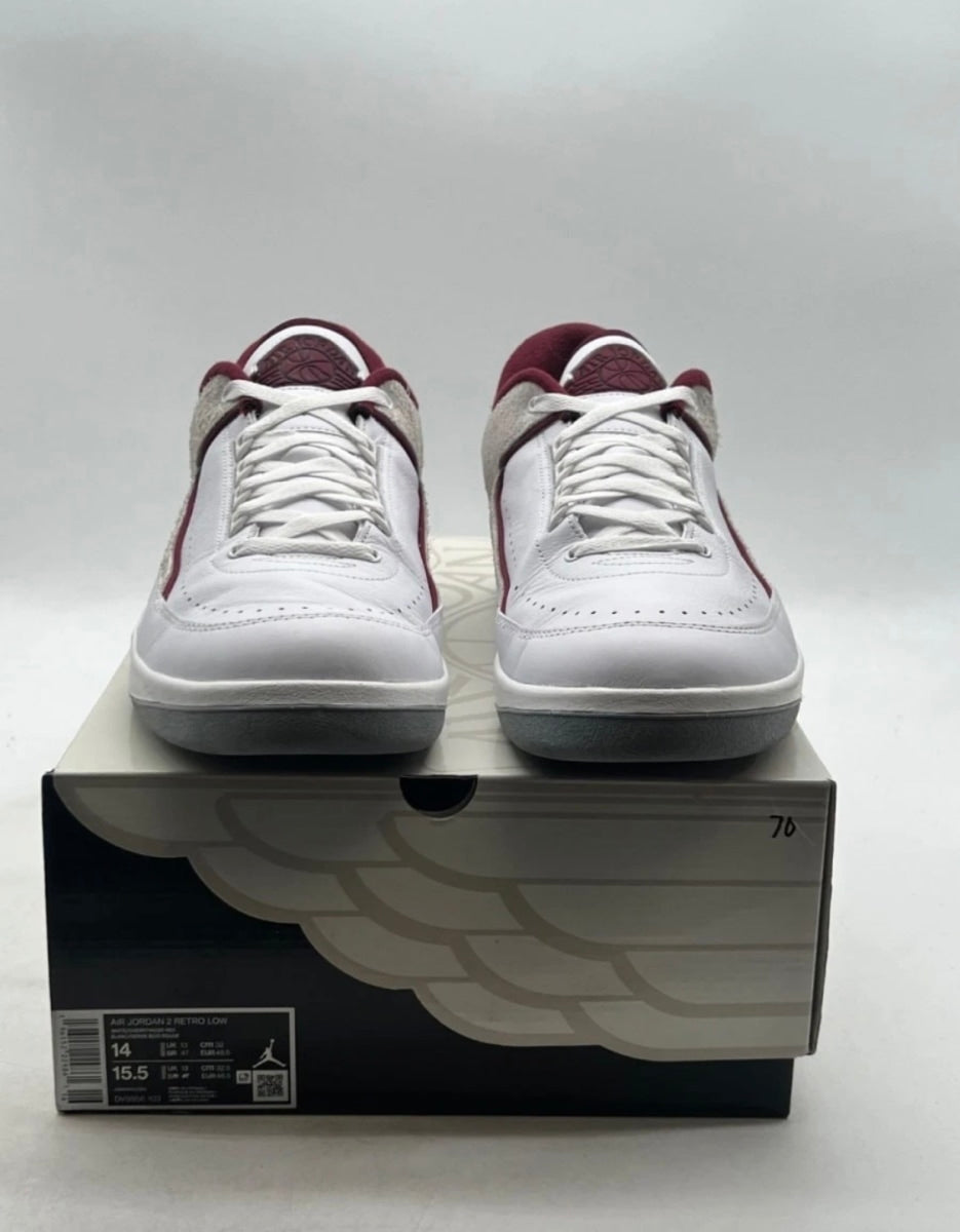 Jordan 2 Retro Low Cherrywood 14 (Lightly Worn Pre-Owned)JordanWhite/Cherrywood Red-Light Steel Grey - Image 2