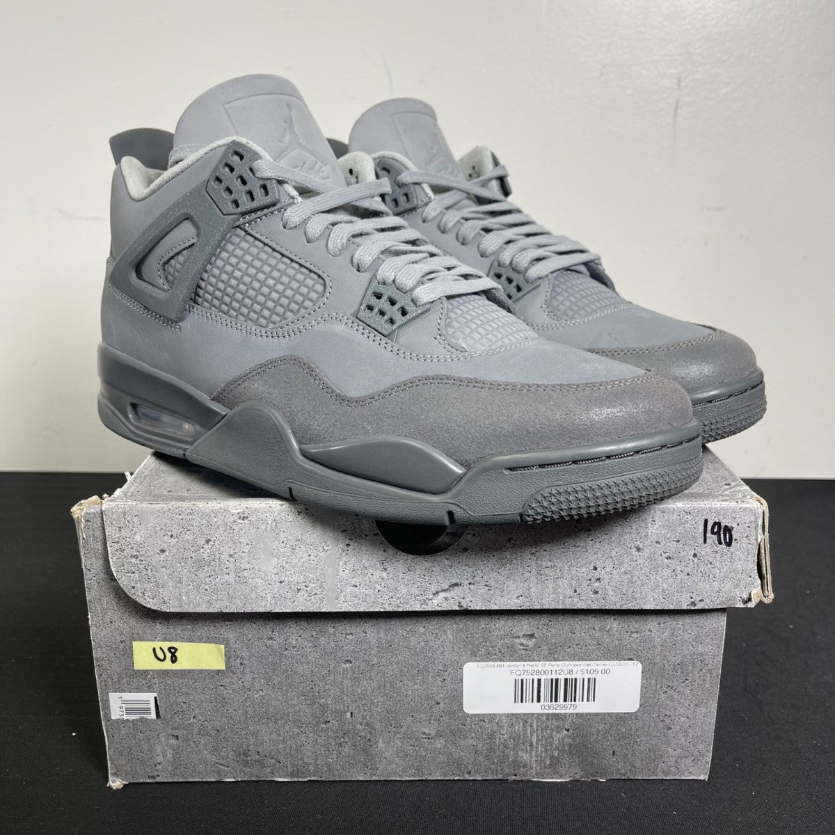 Jordan 4 Retro SE Paris Olympics Wet Cement 12 (Moderately Worn Pre-Owned)JordanSmoke Grey/Iron Grey/Cement Grey/Particle Grey - Image 1