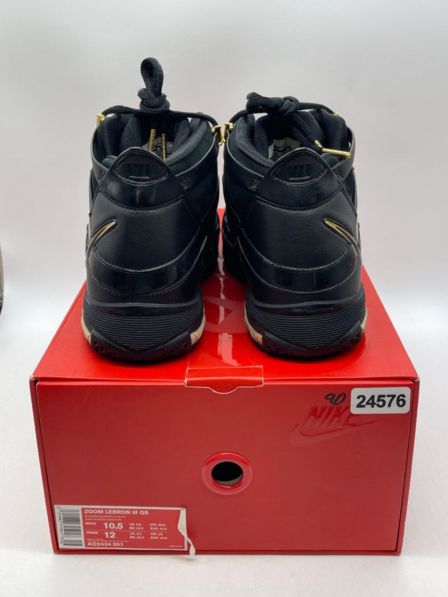 Nike LeBron 3 Black Gold (2018) 10.5 (Moderately Worn Pre-Owned)NikeBlack/Black-Metallic Gold - Image 3