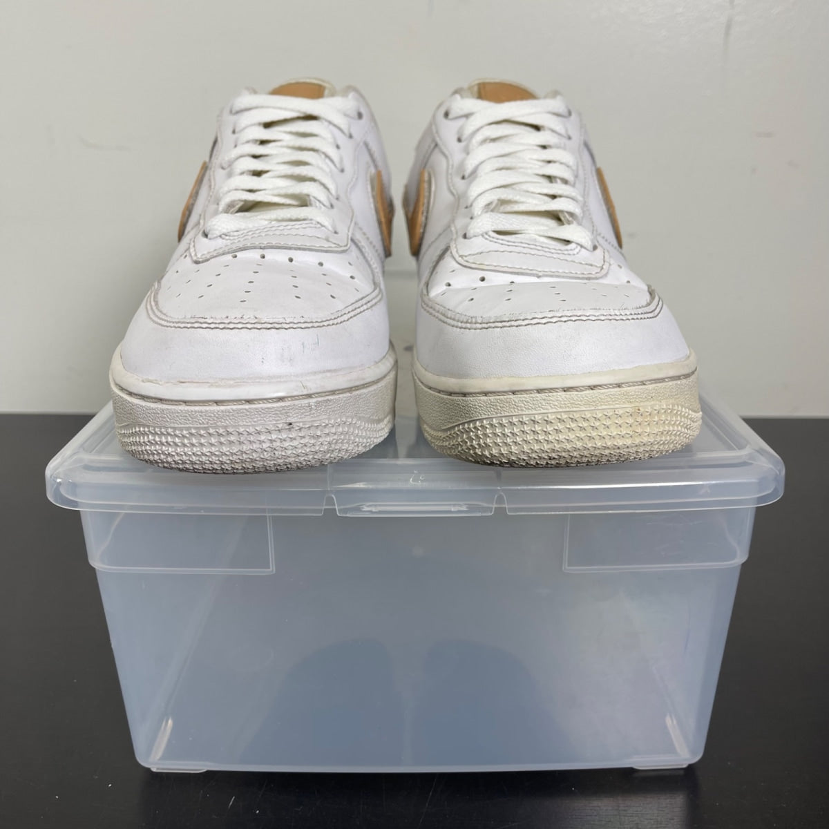 Nike Air Force 1 Low Removable Swoosh Pack White Vachetta Tan 10 (Moderately Worn Pre-Owned)NikeWhite/Obsidian-Vachetta Tan-White - Image 2